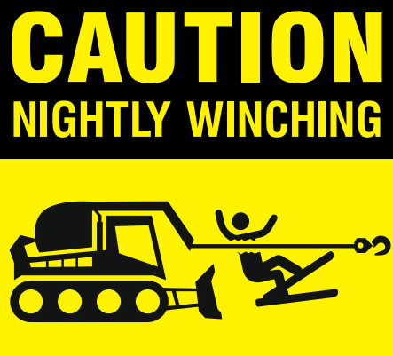 Winch cat warning signage