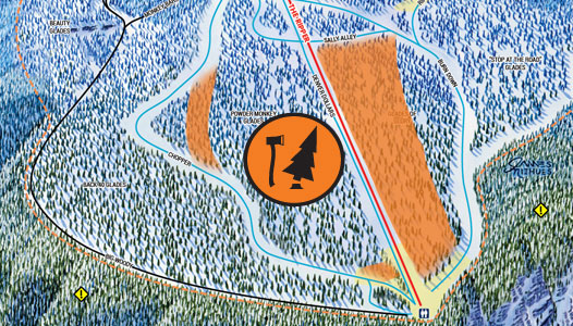 Cropped trail map displaying new glading on the Ripper at Revelstoke Mountain Resort